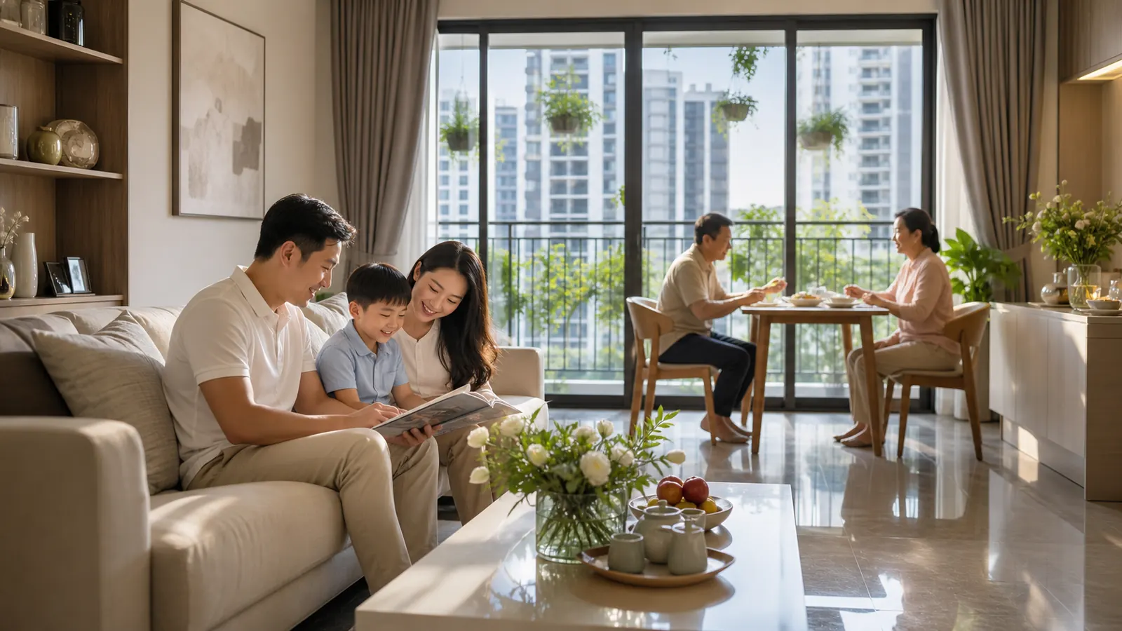 Gia đình sống tại căn hộ có vận hành chung